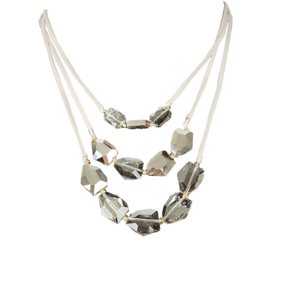 Massini Gray Skies Beaded Layered Necklace Jewelry 16" NEW